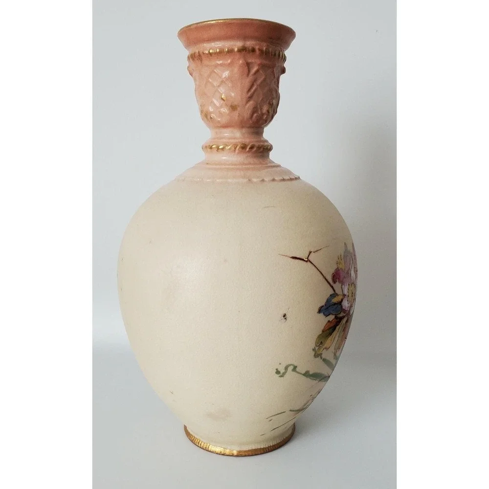 Antique Royal Bonn Floral Vase with Gilding Ceramic 9.5